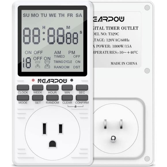 Timer Outlet, Multifunctional 7-Day Cycle Programmable Plug-in Digital - Picture 1 of 6